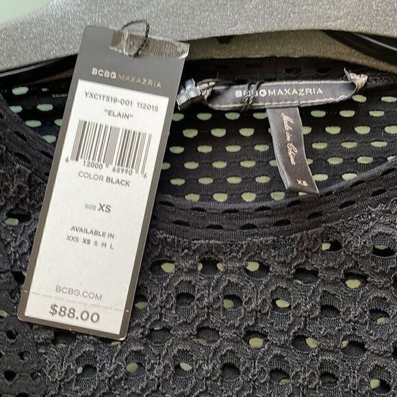 Bcbgmaxazria NWT blouse black long sleeves net see through - Picture 3 of 9